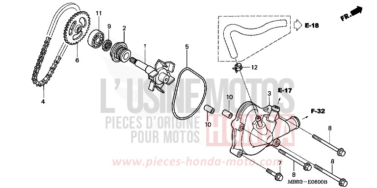 WASSERPUMPE von VTR "FireStorm" ITALIAN RED (R157) von 2000